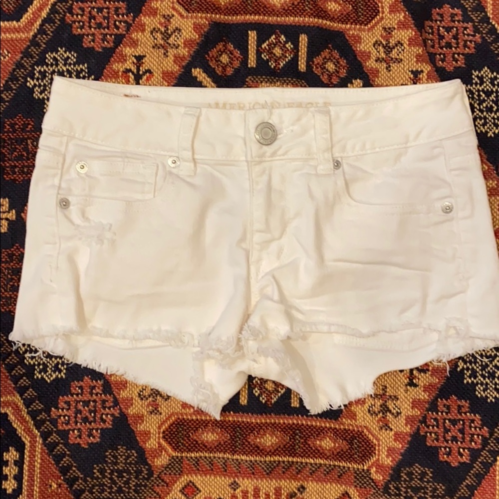 American Eagle white denim shorts